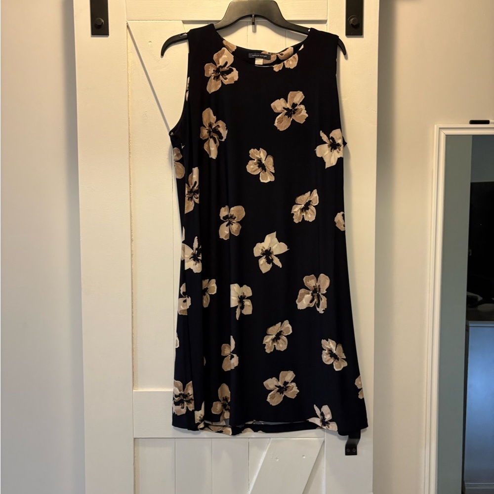 Tommy Hilfiger Navy/Tan Sleeveless Crew Neck Dress